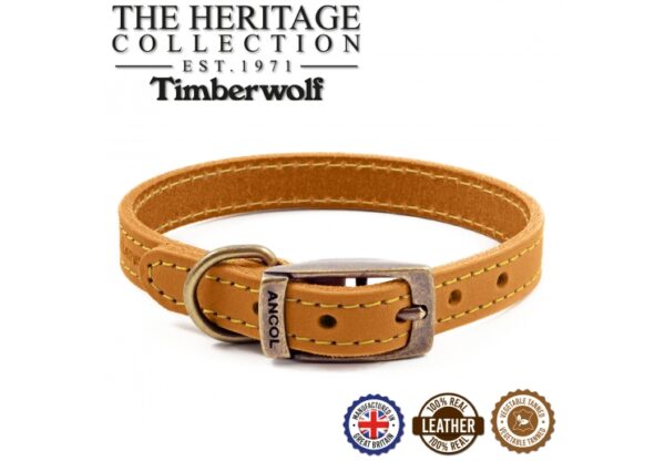 Ancol Timberwolf Leather Collar - Mustard