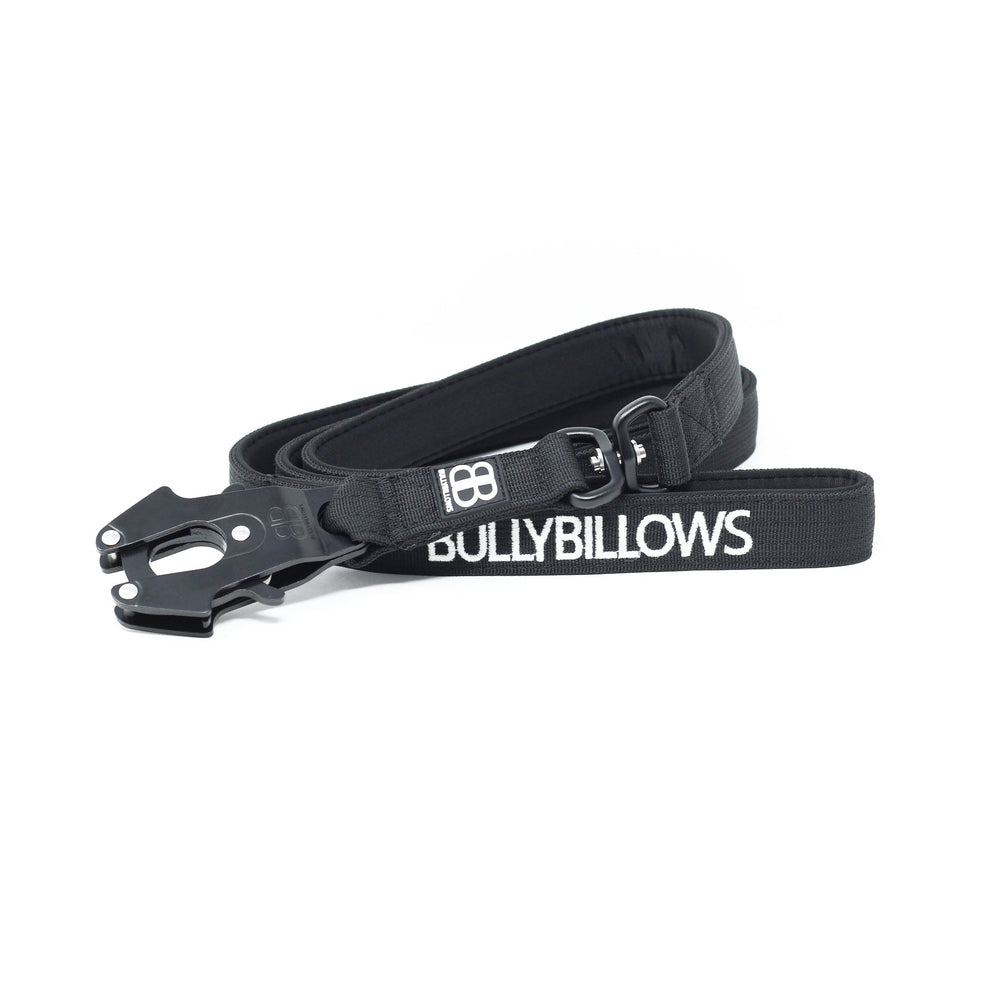 BullyBillows 3cm Swivel Combat Dog Lead - Black (1.4m) - Pet Stop Direct